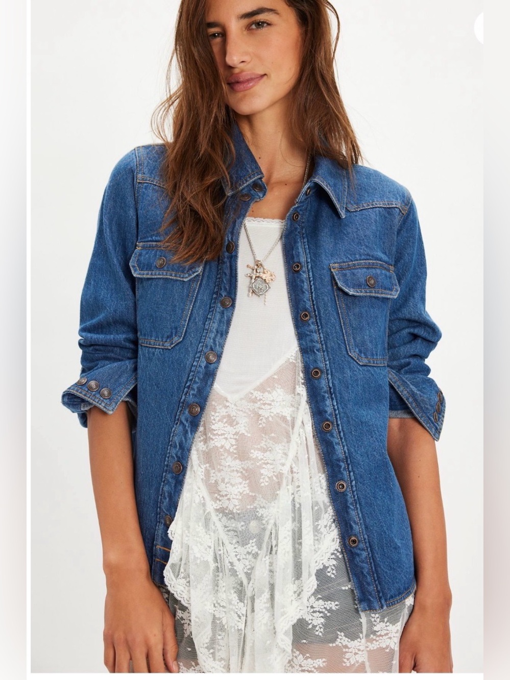 NWOT Free People We the Free Blakely Denim Shirt
